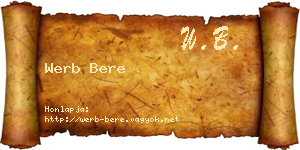 Werb Bere névjegykártya
